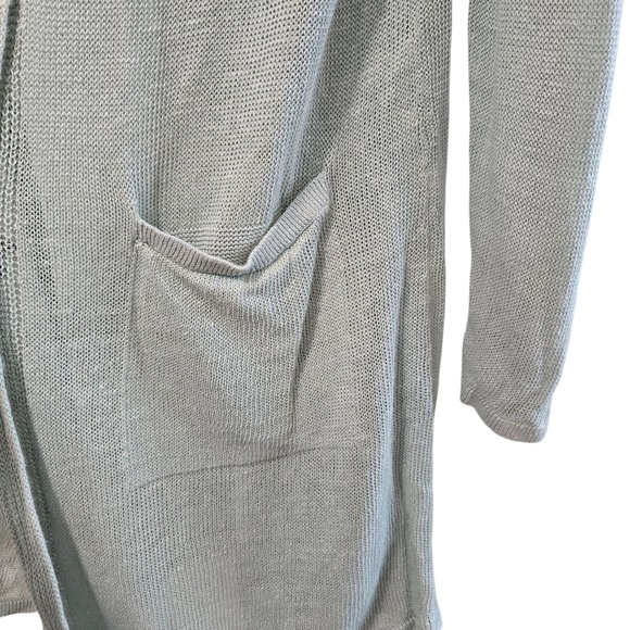 J Jill Women's Light Green Linen Blend Open Front Long Cardigan Sweater Medium M - Picture 4 of 7